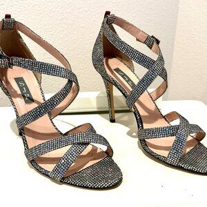 Sarah Jessica Parker/SJP Sparkly Crystal Silver Glitter HIgh Heels: Size 9 (40)